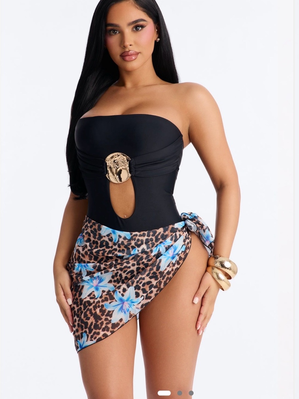 NWT FASHION NOVA Untamed Waters Floral Leopard Swim Cover Up